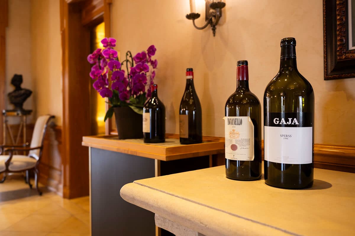 A wine display at the Magna Golf Club clubhouse