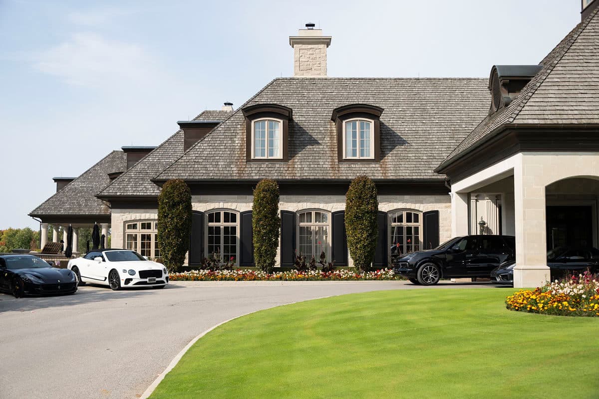 The clubhouse entrance at Magna Golf Club