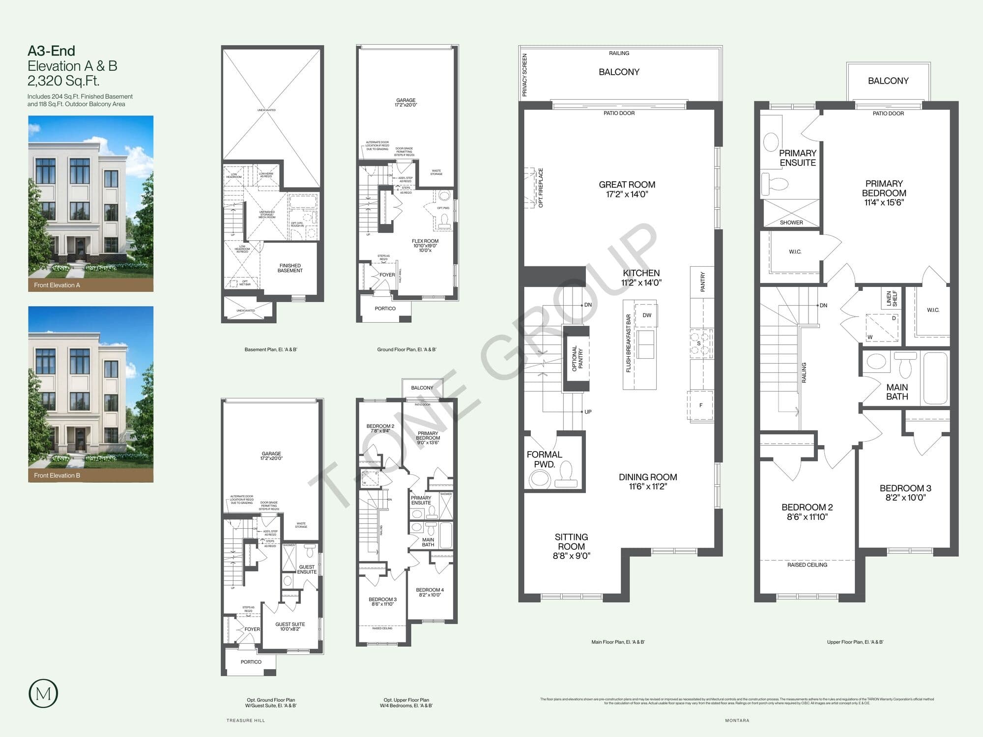 A3-End floor plan plate — 2,320 sq. ft.