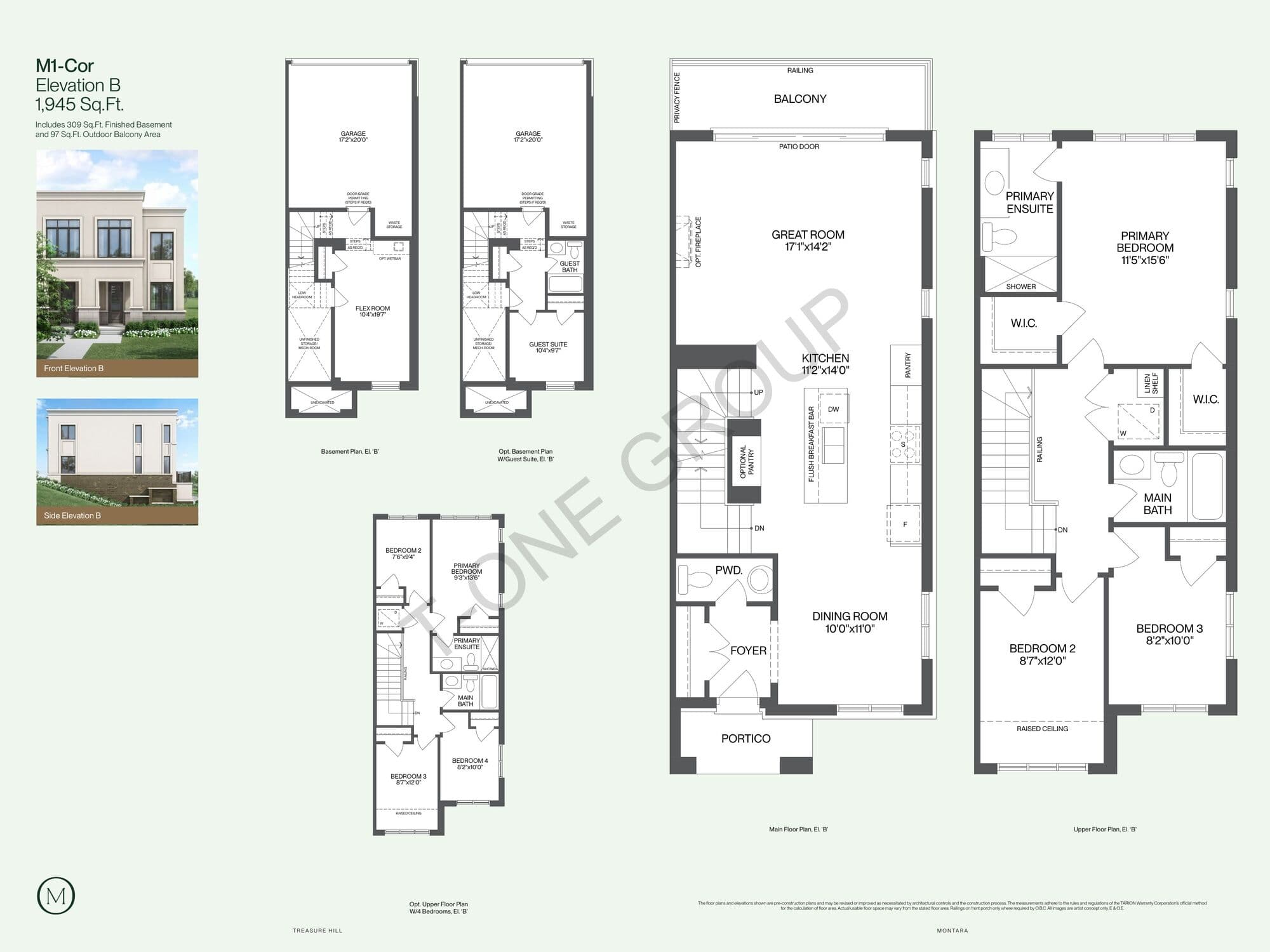 M1-Cor floor plan plate — 1,945 sq. ft.