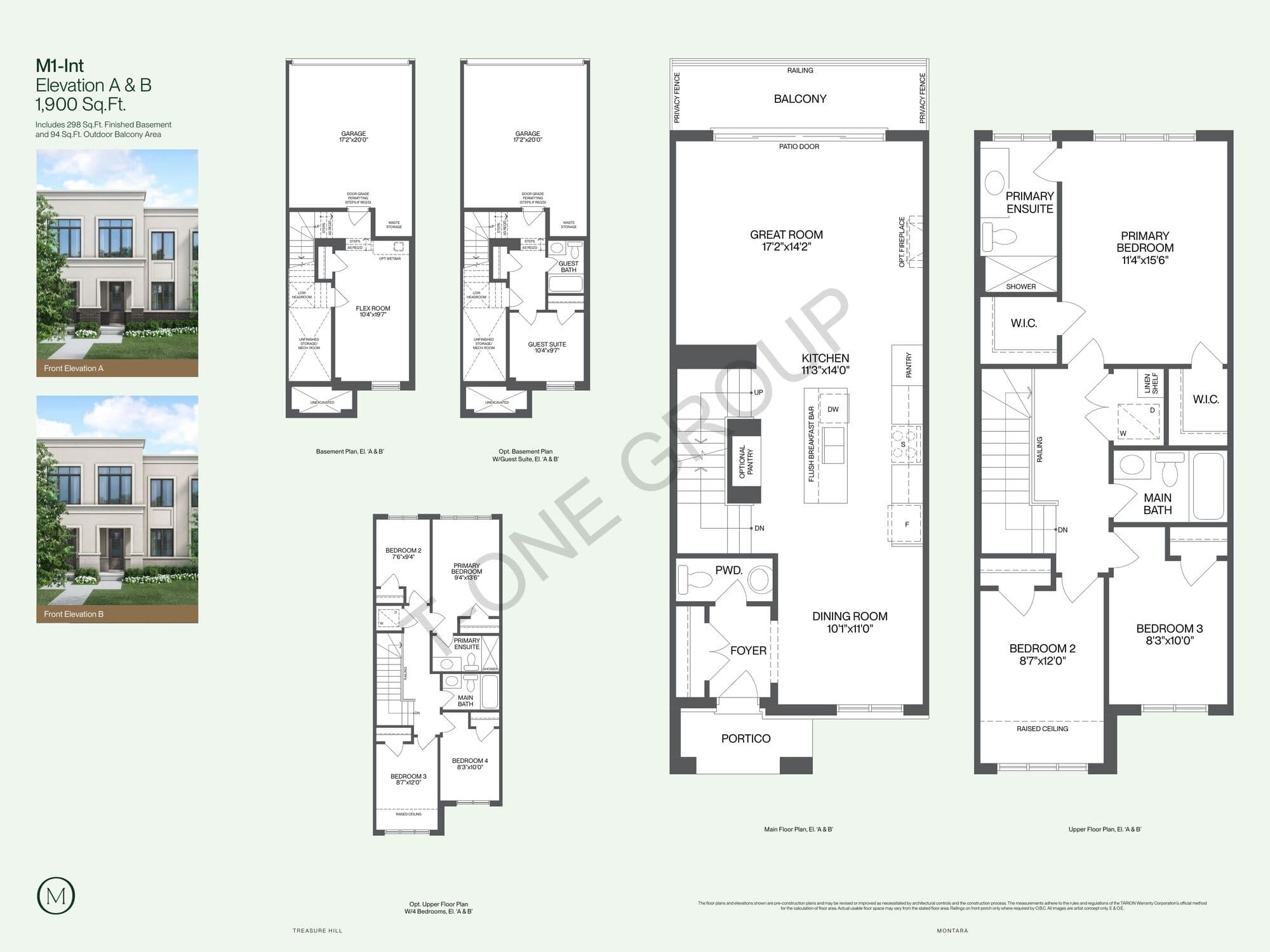 M1-Int floor plan plate — 1,900 sq. ft.